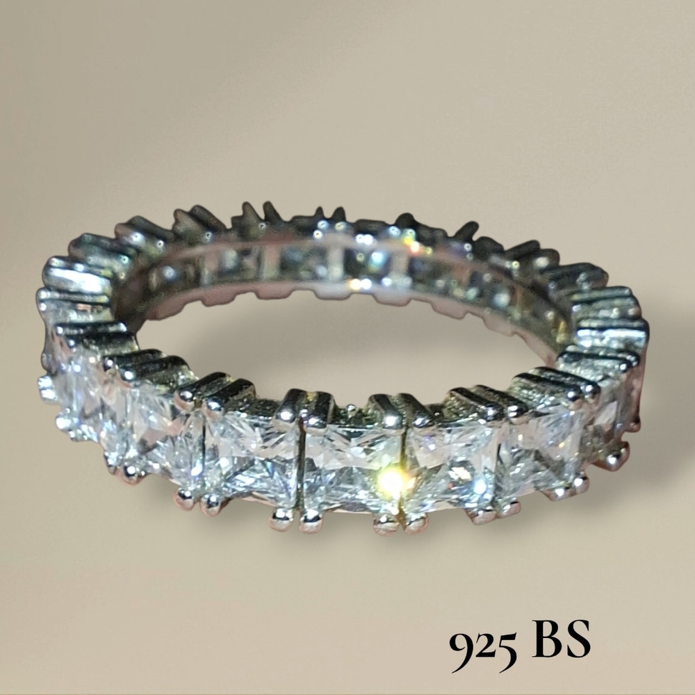 Sterling Eternity Sparkly Cubic Zirconia Ring Gift Bridal 925 BS Hallmark